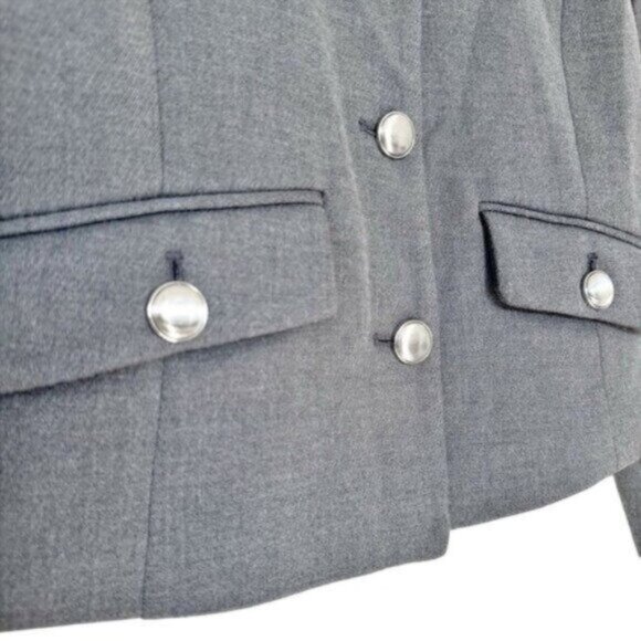 Zara Metal Button Gray Semi Cropped Blazer Size XS - Picture 6 of 12